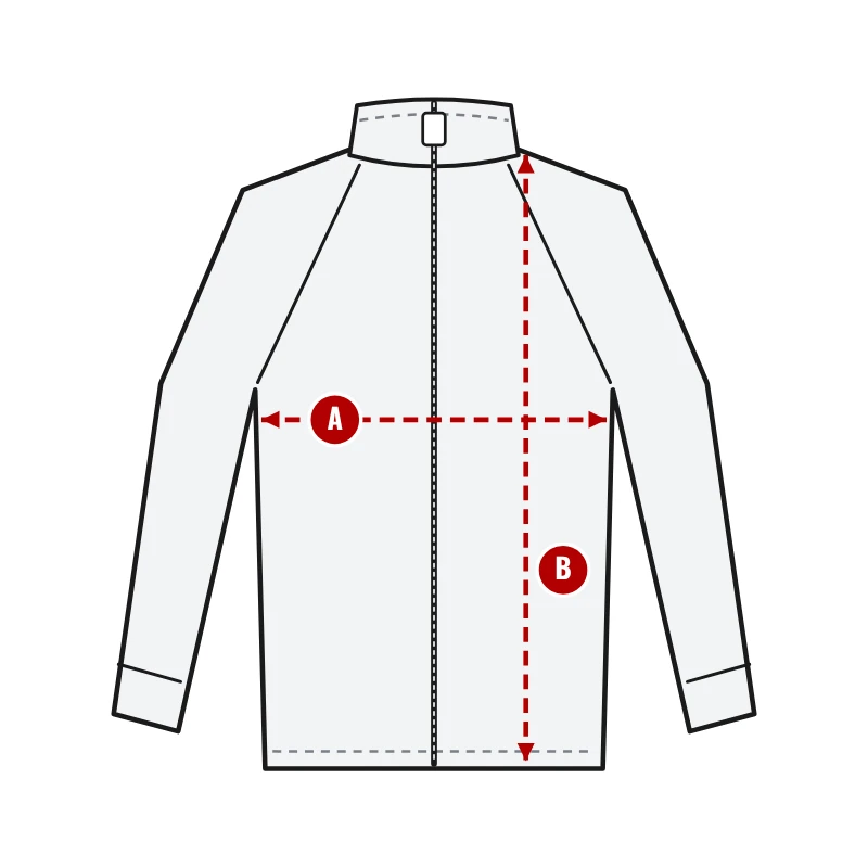 How to measure Long Sleeve Cycling Jerseys How to measure Long Sleeve Cycling Jerseys: A chest width and B body length
