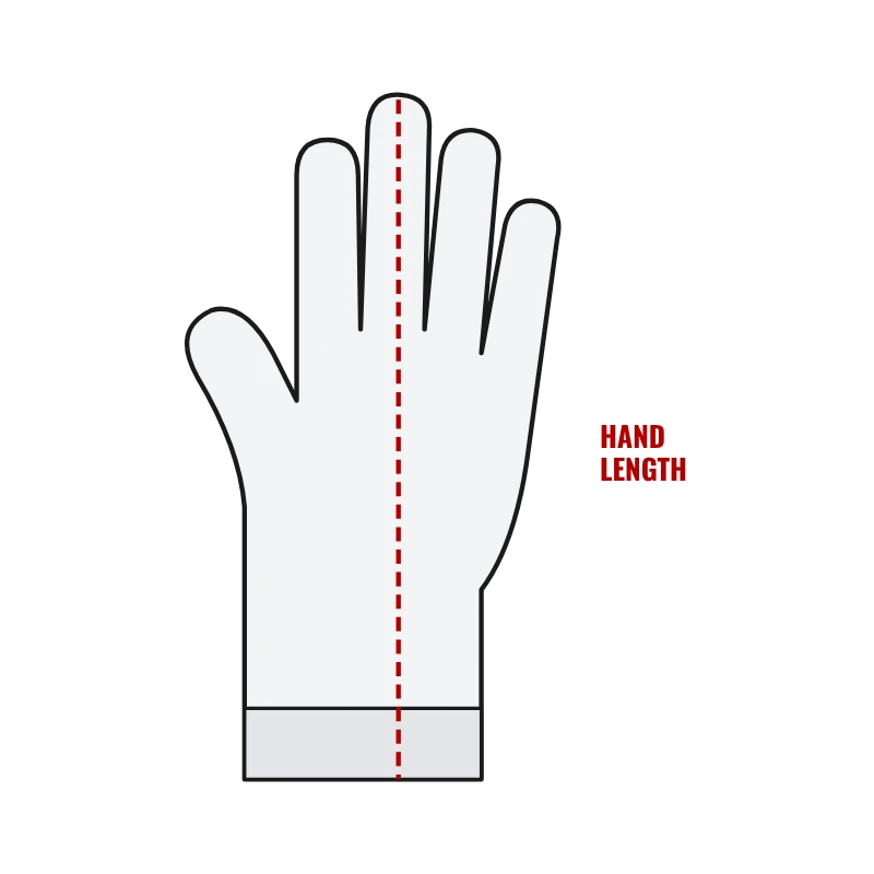 How to measure Wide Receiver Gloves: hand length (in)