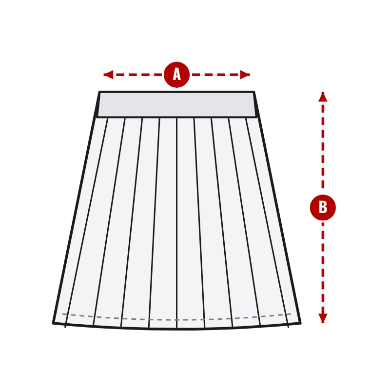 How to measure Pleated Cheer Skort: A waist (relaxed) and B length