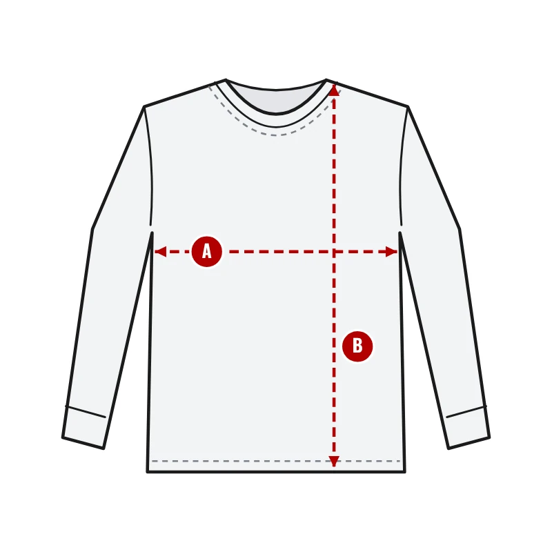 How to measure Long Sleeve V-Neck T-Shirts: A chest width and B body length