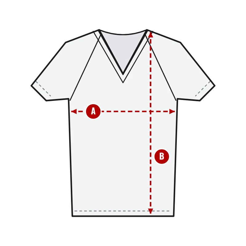 How to measure Women's Volleyball Uniforms: A chest width and B body length