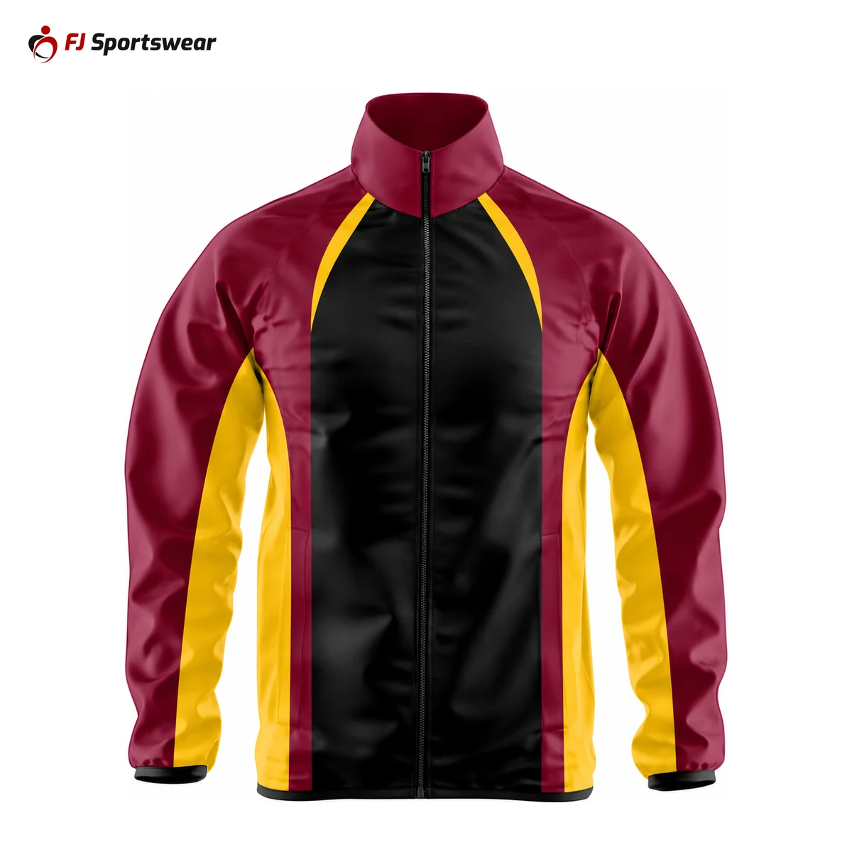 Maroon and gold track jacket – custom made by FJ Sportswear in Sialkot