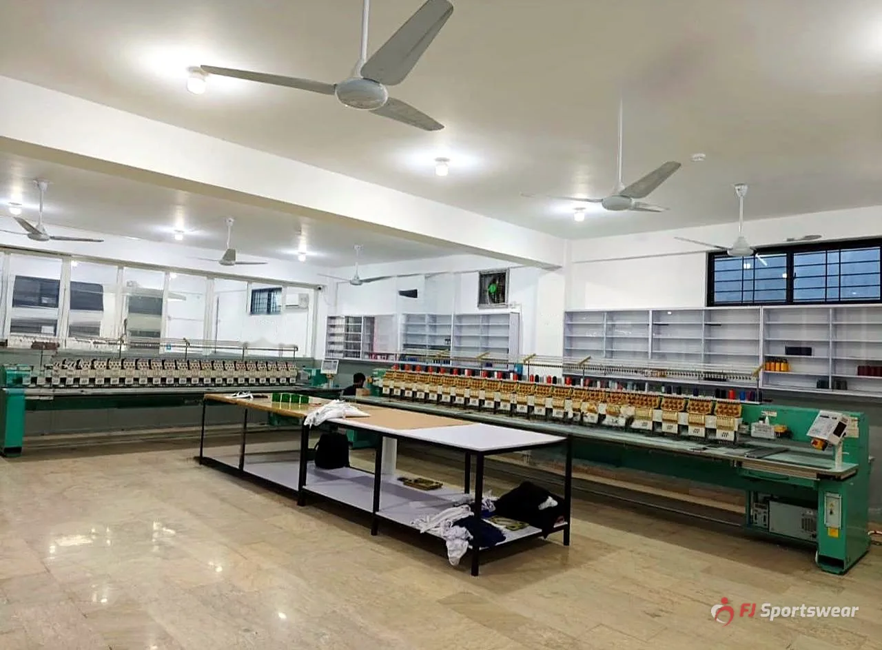 Multi-head embroidery machines in the FJ Sportswear embroidery department