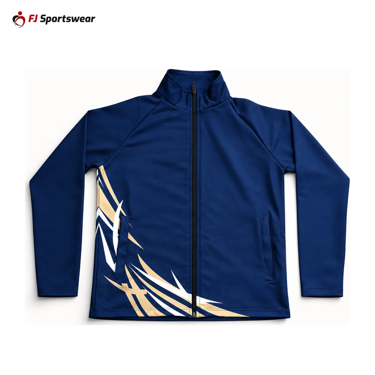 Navy basketball track jacket – custom made by FJ Sportswear in Sialkot