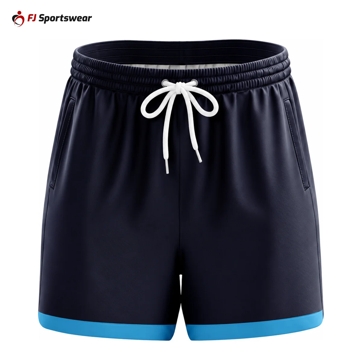 Navy retro basketball shorts with pockets – custom made by FJ Sportswear in Sialkot