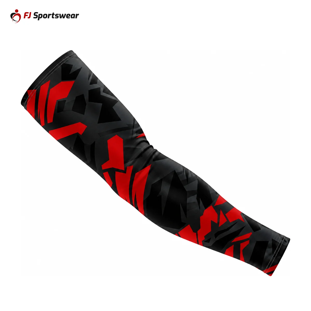 Red and black basketball shooting sleeve – custom made by FJ Sportswear in Sialkot
