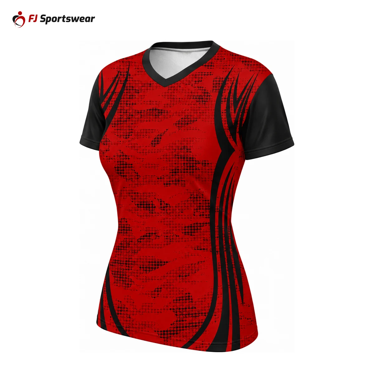 Red and black cap sleeve lacrosse jersey – custom made by FJ Sportswear in Sialkot