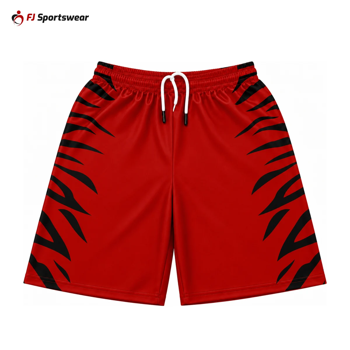 Red and black flag football shorts – custom made by FJ Sportswear in Sialkot