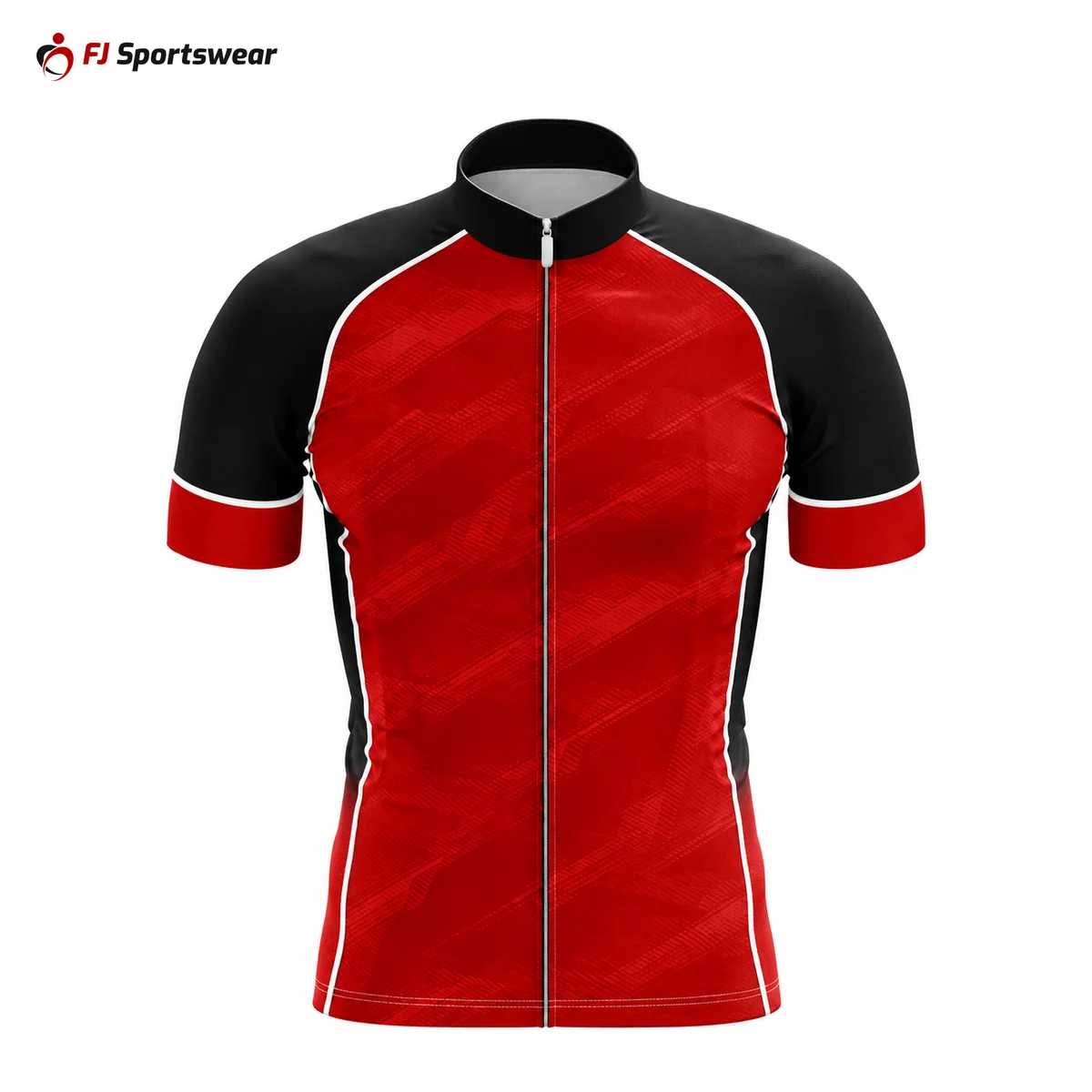 Custom Cycling Jerseys Red and black short sleeve cycling jersey – custom made by FJ Sportswear in Sialkot