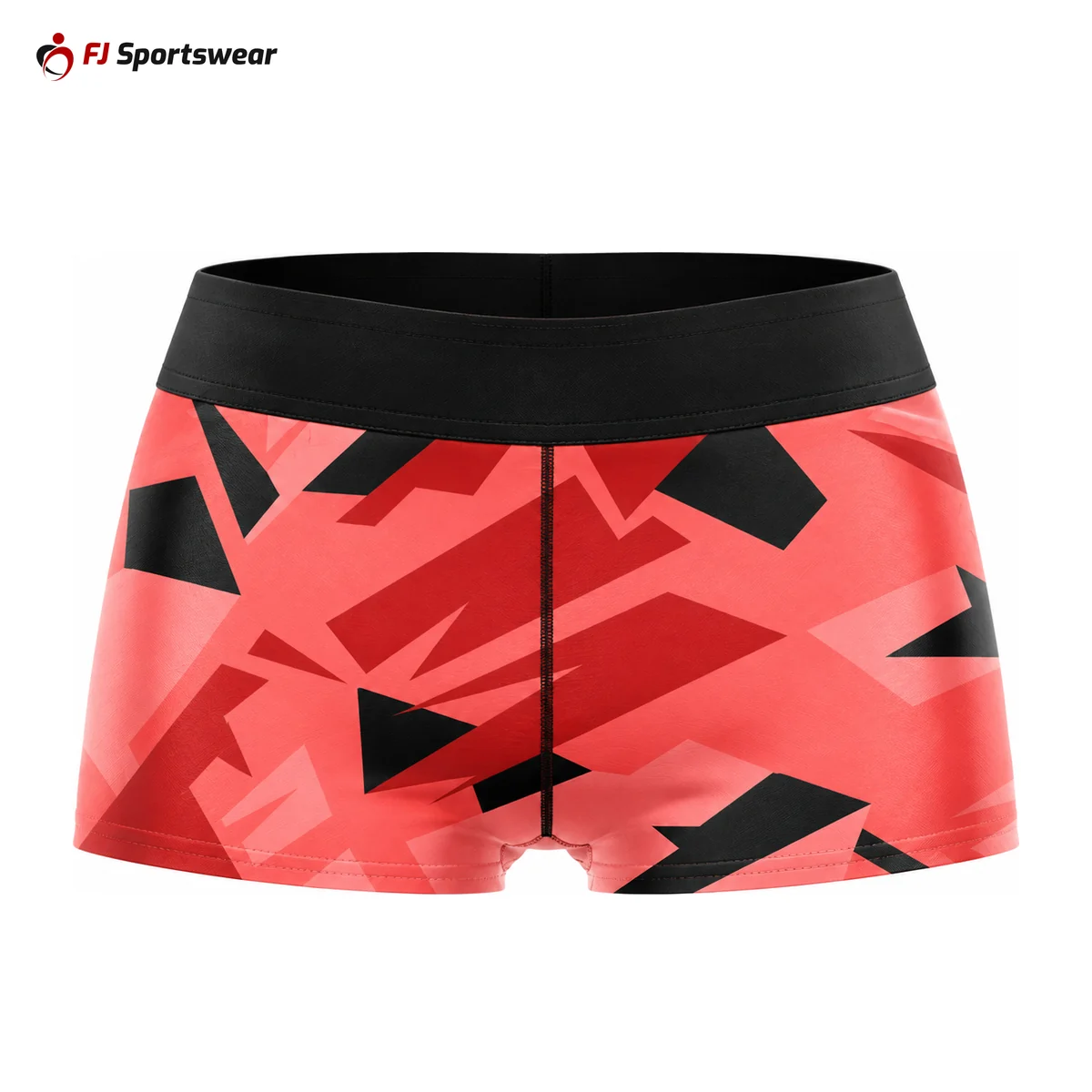 Red camo 3.5-inch women’s compression shorts – custom made by FJ Sportswear in Sialkot