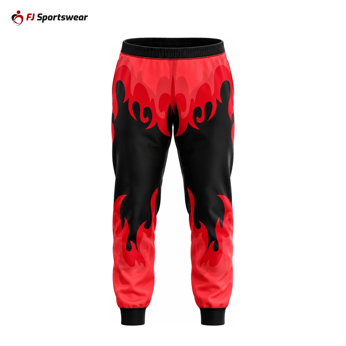 Red flame basketball jogger pants – custom made by FJ Sportswear in Sialkot
