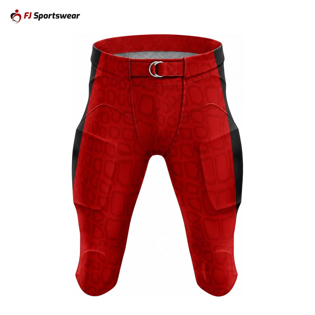 Red football pants with belt – custom made by FJ Sportswear in Sialkot
