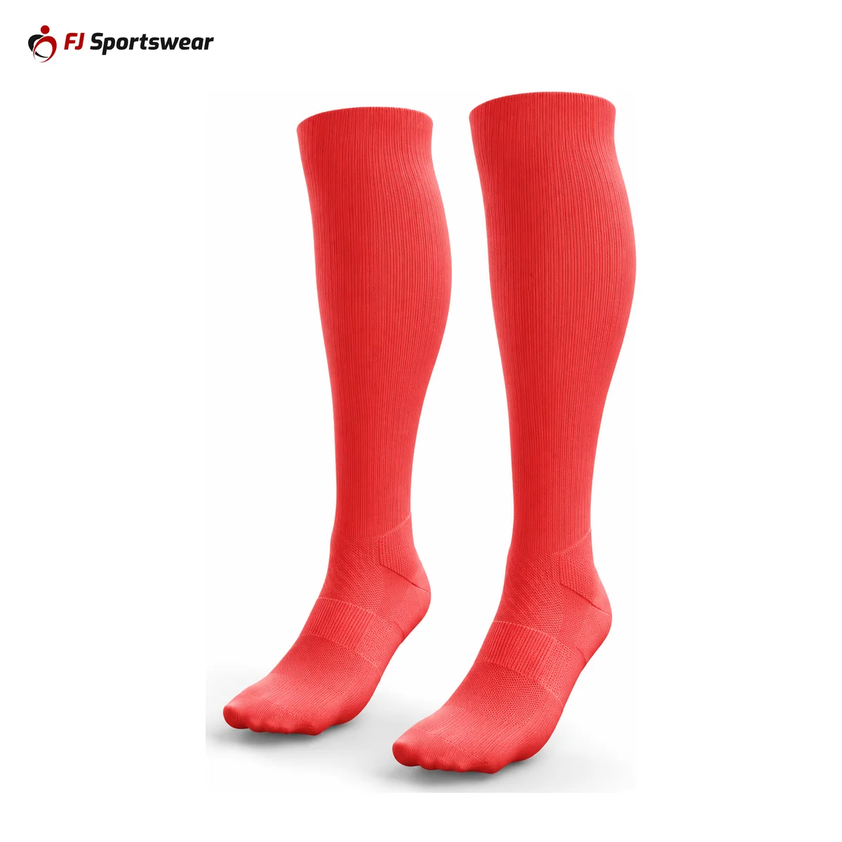 Red knitted knee-high socks – custom made by FJ Sportswear in Sialkot